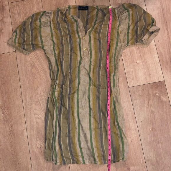 Luisa Spagnoli Linen Italian Dress in Neutral Stripes, Size Medium* - Picture 5 of 8